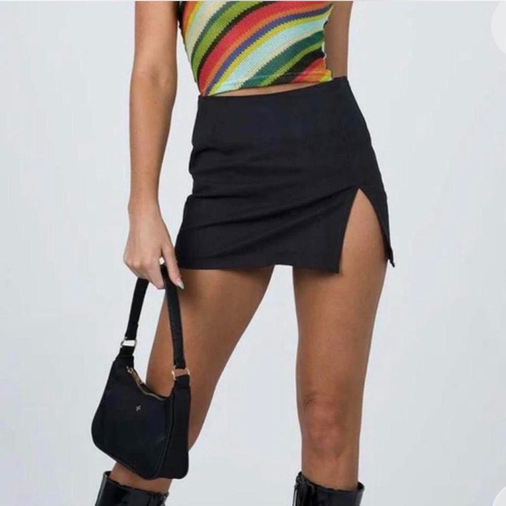 Motel Rocks Black Mini Skirt with Slit